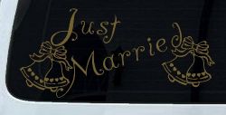 Just Married Wedding Car or Truck Window Decal Sticker (Gold)
