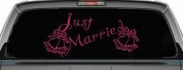 Just Married Wedding Car or Truck Window Decal Sticker (Hot Pink)