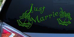 Just Married Wedding Car or Truck Window Decal Sticker (Lime)