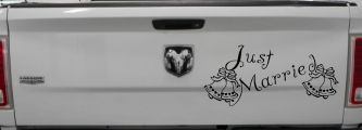Just Married Wedding Car or Truck Window Decal Sticker (Matte Black)