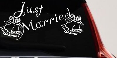 Just Married Wedding Car Truck Window Vinyl Decal Sticker Decor