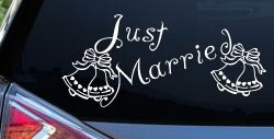 Just Married Wedding Car or Truck Window Decal Sticker