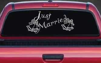 Just Married Wedding Car or Truck Window Decal Sticker
