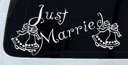 Just Married Wedding Car or Truck Window Decal Sticker