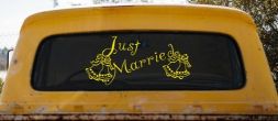 Just Married Wedding Car or Truck Window Decal Sticker (Yellow)