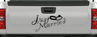 Just Married Wedding Car Truck Window Decal Sticker Vinyl (Black)