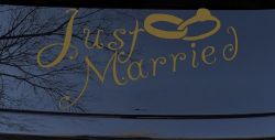 Just Married Wedding Car or Truck Window Decal Sticker (Gold)