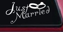 Just Married Wedding Car or Truck Window Decal Sticker