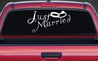 Just Married Wedding Car or Truck Window Decal Sticker