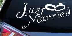 Just Married Wedding Car or Truck Window Decal Sticker