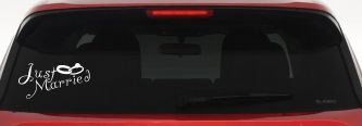 Just Married Wedding Car or Truck Window Decal Sticker (White)