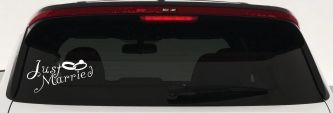 Just Married Wedding Car Truck Window Decal Sticker Vinyl (White)