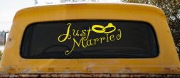Just Married Wedding Car or Truck Window Decal Sticker (Yellow)