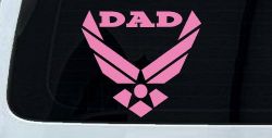 Air Force Dad Military Car or Truck Window Decal Sticker (Pink)