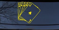 Poker Royal Flush Car or Truck Window Decal Sticker (Yellow)