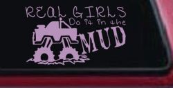 Real Girls Do It In The Mud Off Road Car or Truck Window Decal Sticker (Lilac)