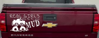 Real Girls Do It In The Mud Off Road Car or Truck Window Decal Sticker (White)