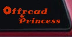 Offroad Princess Off Road Car or Truck Window Decal Sticker (Orange Red)