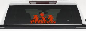 4X4 Princess Off Road Car or Truck Window Decal Sticker (Orange Red)