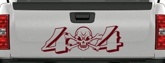 Skull And Cross Bones 4X4 Off Road Car or Truck Window Decal Sticker (Purple Red)