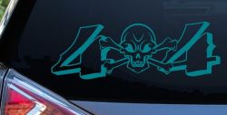 Skull And Cross Bones 4X4 Off Road Car or Truck Window Decal Sticker (Turquoise Blue)