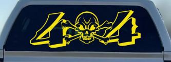Skull And Cross Bones 4X4 Off Road Car or Truck Window Decal Sticker (Yellow)