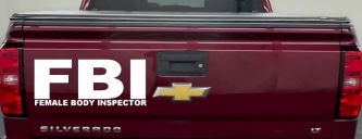 FBI Female Body Inspector Funny Car or Truck Window Decal Sticker (White)