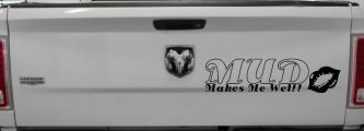 Mud Makes Me Wet with Lips Off Road Car or Truck Window Decal Sticker (Black)