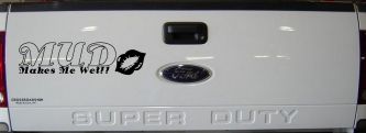 Mud Makes Me Wet with Lips Off Road Car or Truck Window Decal Sticker (Black)