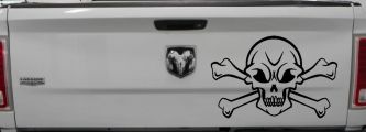 Skull and Cross Bones Skulls Car or Truck Window Decal Sticker (Black)