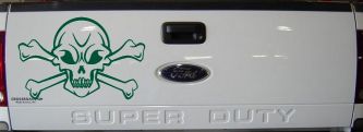 Skull and Cross Bones Skulls Car or Truck Window Decal Sticker (Dark Green)