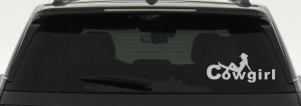 Cowgirl text with a Cowgirl Western Farm Ranch Car or Truck Window Decal Sticker (Light Gray)