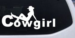 Cowgirl text with a Cowgirl Western Farm Ranch Car or Truck Window Decal Sticker