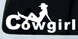 Cowgirl text with a Cowgirl Western Farm Ranch Car or Truck Window Decal Sticker