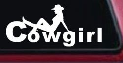Cowgirl text with a Cowgirl Western Farm Ranch Car or Truck Window Decal Sticker