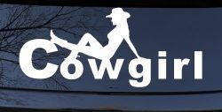 Cowgirl text with a Cowgirl Western Farm Ranch Car or Truck Window Decal Sticker