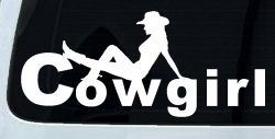 Cowgirl text with a Cowgirl Western Farm Ranch Car or Truck Window Decal Sticker
