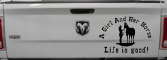Cowgirl A Girl And her Horse Life is Great Western Farm Ranch and Rodeo Car or Truck Window Decal Sticker (Black)