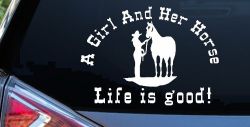 Cowgirl A Girl And her Horse Life is Great Western Farm Ranch and Rodeo Car or Truck Window Decal Sticker