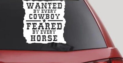 Wanted By Cowboys Feared By Horses Vinyl Decal Sticker Rodeo Western