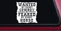 Wanted By Cowboys Feared By Horses Western Rodeo Car or Truck Window Decal Sticker