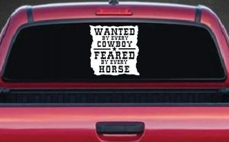 Wanted By Cowboys Feared By Horses Western Rodeo Car or Truck Window Decal Sticker