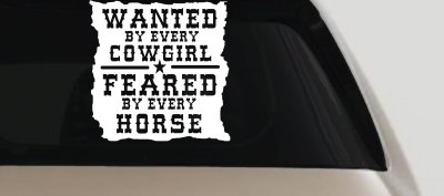 Cowgirl Wanted Feared By Horses Rodeo Truck Car Window Decal Sticker