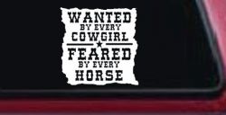 Wanted By Cowgirls Feared By Horses Western Rodeo Car or Truck Window Decal Sticker
