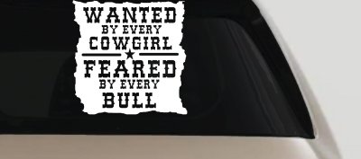 Western Rodeo Decal for Cars Trucks - Wanted by Cowgirls Feared by Bulls