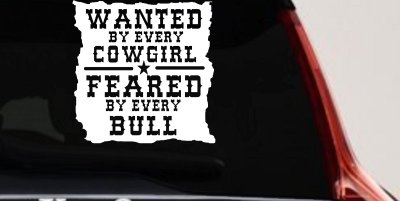 Western Rodeo Decal for Cars Trucks - Wanted by Cowgirls Feared by Bulls