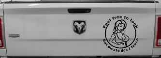 Feel Free to Look But Please Don't Touch Girl Car or Truck Window Decal Sticker (Black)