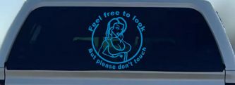 Feel Free to Look But Please Don't Touch Girl Car or Truck Window Decal Sticker (Blue)