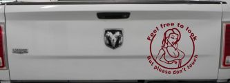 Feel Free to Look But Please Don't Touch Girl Car or Truck Window Decal Sticker (Purple Red)