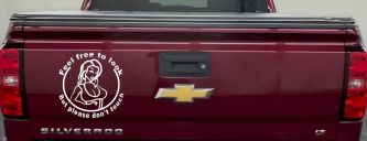 Look But Dont Touch Girl Car Truck Window Vinyl Decal Sticker (White)